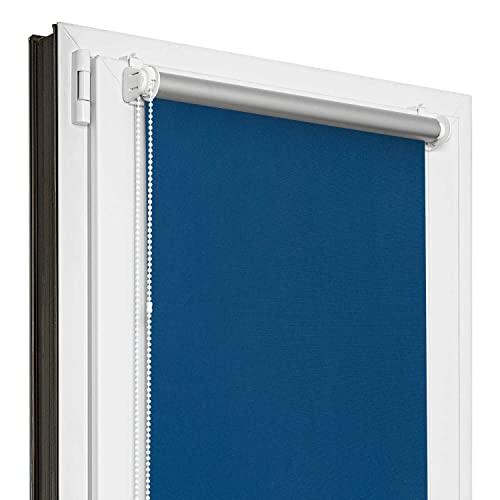 Estika® Verdunklungsrollo Thermorollo ohne Bohren - 110 cm x 150 cm - Blau - 13 Stoff Farben, Rollos für Fenster ohne Bohren, Klemmfix rollos für Fenster innen (110 cm Stoffbreite) von Estika