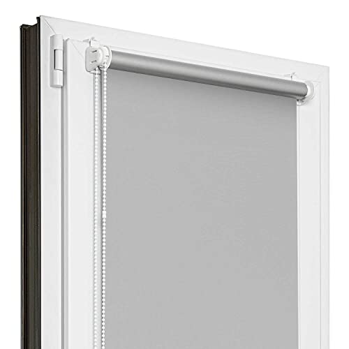 Estika® Verdunklungsrollo Thermorollo ohne Bohren - 150 cm x 120 cm - Grau - 13 Stoff Farben, Rollos für Fenster ohne Bohren, Klemmfix rollos für Fenster innen (150 cm Stoffbreite) von Estika