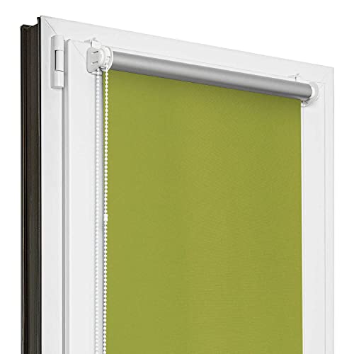 Estika Verdunklungsrollo Thermorollo ohne Bohren - 45 cm x 150 cm - Grün - 13 Stoff Farben, Rollos für Fenster ohne Bohren, Klemmfix rollos für Fenster innen (45 cm Stoffbreite) von Estika