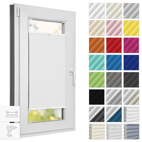 Estika Wabenplissee mit Bohren verdunkelung 70 cm x 120 cm - Waben: Grauweiß - Rollos für Fenster, Jalousien Fenster für innen, Raffrollo, Fenster plissee von Estika