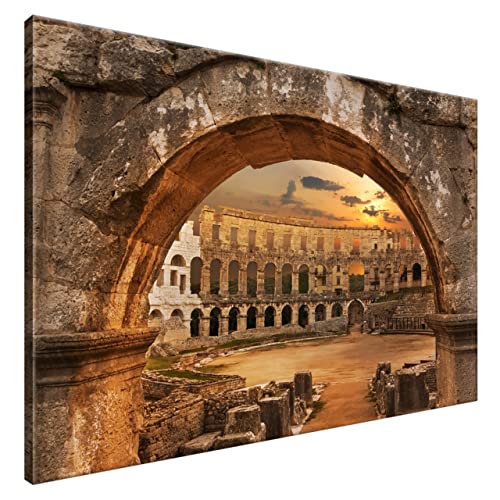 Estika® Leinwand bilder - Arena Pula in Kroatien - 120x80 cm, 1 teilige kunstdruck - Wandbilder wohnzimmer, schlafzimmer, Moderne wanddeko, Bild auf leinwand - Kroatien bilder - 2761A_1B von Estika