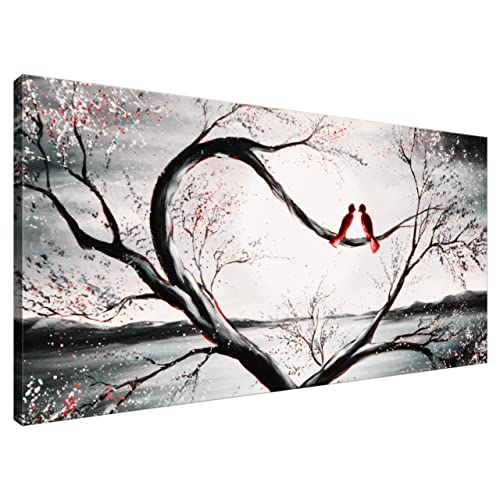 Estika® Leinwand bilder - Im Mondlicht Rot - 115x55 cm, 1 teilige kunstdruck - Wandbilder wohnzimmer, schlafzimmer, Moderne wanddeko, Bild auf leinwand - Natur bilder - 2527A_1AE von Estika