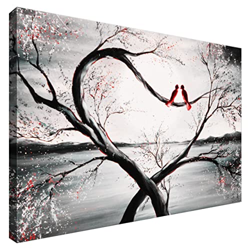 Estika® Leinwand bilder - Im Mondlicht Rot - 60x40 cm, 1 teilige kunstdruck - Wandbilder wohnzimmer, schlafzimmer, Moderne wanddeko, Bild auf leinwand - Natur bilder - 2527A_1E von Estika