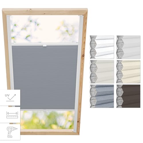 Estika Dachfenster Wabenplissee mit Bohren für Fakro Fenster - Modell: 66/98 - Stofffarbe: Waben Grau-Weiß - Dachfenster Rollo, Fensterrollo innen, Fenster plissee Estika Dachfenster Wabenplissee mit Bohren für Fakro Fenster - Modell: 66/98 - Stofffarbe: Waben Grau-Weiß - Dachfenster Rollo, Fensterrollo innen, Fenster plissee von Estika