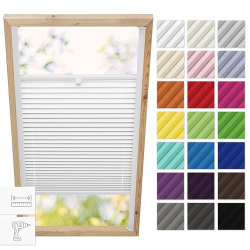 Estika Dachfenster plissee mit Bohren für Velux Fenster - Modell: PK08 - Stofffarbe: Weiß - Dachfenster Rollo, Fensterrollo innen, Fenster plissee Estika Dachfenster plissee mit Bohren für Velux Fenster - Modell: PK08 - Stofffarbe: Weiß - Dachfenster Rollo, Fensterrollo innen, Fenster plissee von Estika