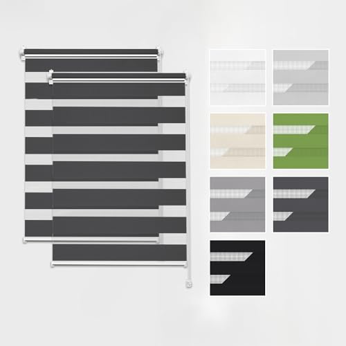 Estika Doppelrollo Klemmfix ohne Bohren, 2 Stück im Set - Breit: 70 cm - Höhe: 120 - Farbe: Anthrazit - Jalousien Fenster innen ohne Bohren, Duorollo, Fensterrollo innen Estika Doppelrollo Klemmfix ohne Bohren, 2 Stück im Set - Breit: 70 cm - Höhe: 120 - Farbe: Anthrazit - Jalousien Fenster innen ohne Bohren, Duorollo, Fensterrollo innen von Estika