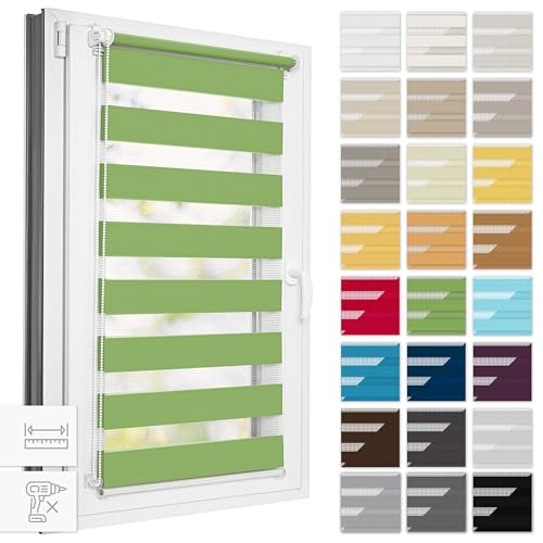 Estika Doppelrollo Klemmfix ohne Bohren, Breite alle 1 cm - 92 cm x 120 cm - Grün - Tag und Nacht Duo Rollo, Rollos für Fenster ohne Bohren, Fenster sichtschutz Estika Doppelrollo Klemmfix ohne Bohren, Breite alle 1 cm - 92 cm x 120 cm - Grün - Tag und Nacht Duo Rollo, Rollos für Fenster ohne Bohren, Fenster sichtschutz von Estika
