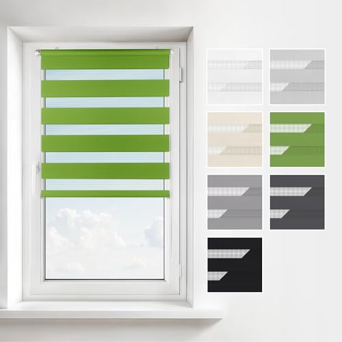 Estika Doppelrollo Klemmfix ohne Bohren - Breit: 60 cm - Höhe: 220 - Farbe: Grün - Jalousien Fenster innen ohne Bohren, Duorollo, Fensterrollo innen Estika Doppelrollo Klemmfix ohne Bohren - Breit: 60 cm - Höhe: 220 - Farbe: Grün - Jalousien Fenster innen ohne Bohren, Duorollo, Fensterrollo innen von Estika