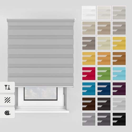 Estika Doppelrollo mit Bohren 145x150 cm Farbe: Hellgrau, Rollo Deckenmontage und Wandmontage Fenster rollos für innen, Jalousien Fenster, Tür Rollo Estika Doppelrollo mit Bohren 145x150 cm Farbe: Hellgrau, Rollo Deckenmontage und Wandmontage Fenster rollos für innen, Jalousien Fenster, Tür Rollo von Estika