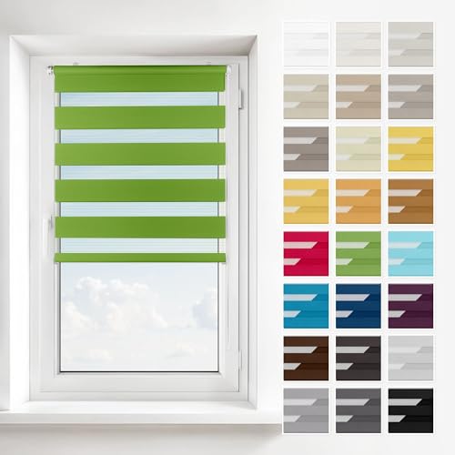 Estika Doppelrollo ohne Bohren, Schnelle 2 in 1 Montage - Klemmfix, Wand- oder Deckenmontage - Grün - 55 x 220 cm - Rollos für Fenster ohne Bohren, Fenster rollos für innen Estika Doppelrollo ohne Bohren, Schnelle 2 in 1 Montage - Klemmfix, Wand- oder Deckenmontage - Grün - 55 x 220 cm - Rollos für Fenster ohne Bohren, Fenster rollos für innen von Estika