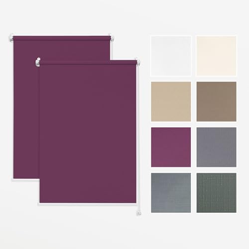 Estika - Doppelset - Fensterrollo klemmfix ohne Bohren - B95cm x H120cm - Farbe - Violett - sichtschutz Fenster innen - rollos jalousien - zweierpack Estika - Doppelset - Fensterrollo klemmfix ohne Bohren - B95cm x H120cm - Farbe - Violett - sichtschutz Fenster innen - rollos jalousien - zweierpack von Estika