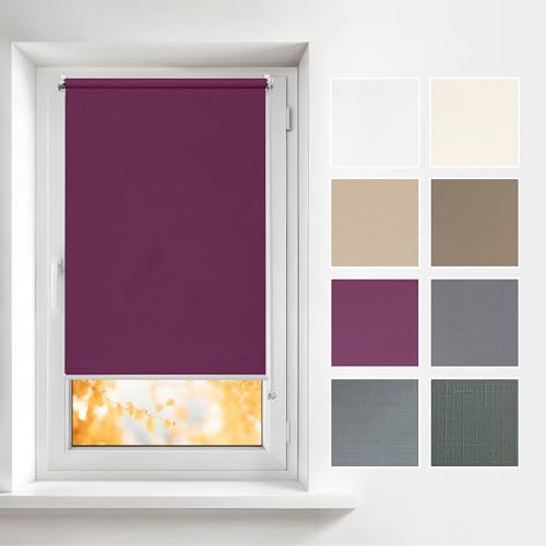 Estika - Fensterrollo klemmfix ohne Bohren - B65cm x H120cm - Farbe Violett - sichtschutz Fenster innen - rollos jalousien von Estika