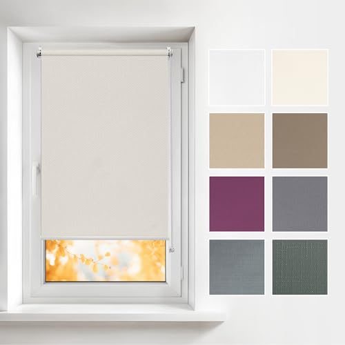 Estika - Fensterrollo klemmfix ohne Bohren - B80cm x H120cm - Farbe Perle - sichtschutz Fenster innen - rollos jalousien von Estika