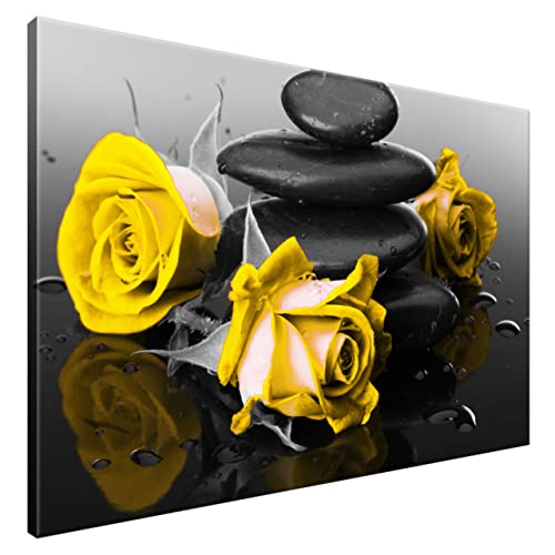 Estika Leinwand bilder - Gelbe Rosen auf Spa-Steinen - 120x80 cm, 1 teilige kunstdruck - Wandbilder wohnzimmer, schlafzimmer, Moderne wanddeko, Bild auf leinwand - Blumen bilder - 2554A_1B Estika Leinwand bilder - Gelbe Rosen auf Spa-Steinen - 120x80 cm, 1 teilige kunstdruck - Wandbilder wohnzimmer, schlafzimmer, Moderne wanddeko, Bild auf leinwand - Blumen bilder - 2554A_1B von Estika