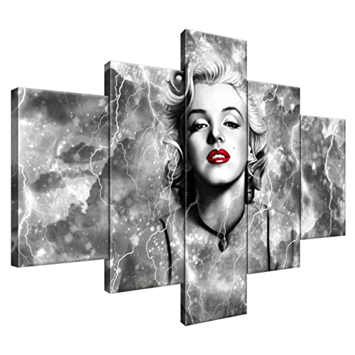 Estika Leinwand bilder - Marilyn Monroe, Schwarz Weiß Sturm - 100x70 cm, 5 teilige kunstdruck - Wandbilder wohnzimmer, schlafzimmer, Moderne wanddeko, Bild auf leinwand - Pop Art bilder - 2477A_5A Estika Leinwand bilder - Marilyn Monroe, Schwarz Weiß Sturm - 100x70 cm, 5 teilige kunstdruck - Wandbilder wohnzimmer, schlafzimmer, Moderne wanddeko, Bild auf leinwand - Pop Art bilder - 2477A_5A von Estika