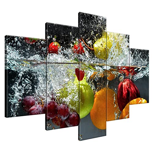 Estika Leinwand bilder - Obst im Wasser - 150x105 cm, 5 teilige kunstdruck - Wandbilder wohnzimmer, schlafzimmer, Moderne wanddeko, Bild auf leinwand - Küche, Restaurant bilder - 1345A_5H Estika Leinwand bilder - Obst im Wasser - 150x105 cm, 5 teilige kunstdruck - Wandbilder wohnzimmer, schlafzimmer, Moderne wanddeko, Bild auf leinwand - Küche, Restaurant bilder - 1345A_5H von Estika