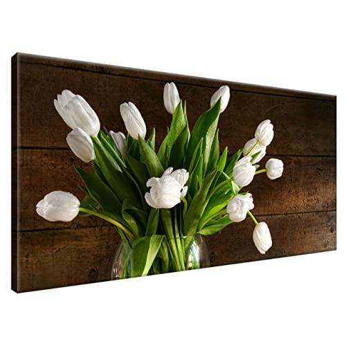 Estika Leinwand bilder - Weiße Tulpen in Glasvase - 115x55 cm, 1 teilige kunstdruck - Wandbilder wohnzimmer, schlafzimmer, Moderne wanddeko, Bild auf leinwand - Blumen bilder - 2246A_1AE Estika Leinwand bilder - Weiße Tulpen in Glasvase - 115x55 cm, 1 teilige kunstdruck - Wandbilder wohnzimmer, schlafzimmer, Moderne wanddeko, Bild auf leinwand - Blumen bilder - 2246A_1AE von Estika