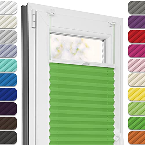 Estika Plissee ohne Bohren, Premium Klemmfix - 85cm Breite x 50cm Höhe - Grün - Metal Plisseehalter ohne Bohren, Modern Sichtschutz für Fenster, Jalousien Fenster für innen Estika Plissee ohne Bohren, Premium Klemmfix - 85cm Breite x 50cm Höhe - Grün - Metal Plisseehalter ohne Bohren, Modern Sichtschutz für Fenster, Jalousien Fenster für innen von Estika