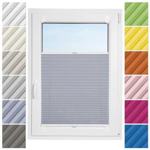 Estika Plissee ohne Bohren zum Kleben - 120cm Brite x 120cm Höhe - Grau-violett - Selbstklebende Montage, Modern sichtschutz für Fenster, Jalousien Fenster ohne Bohren Estika Plissee ohne Bohren zum Kleben - 120cm Brite x 120cm Höhe - Grau-violett - Selbstklebende Montage, Modern sichtschutz für Fenster, Jalousien Fenster ohne Bohren von Estika