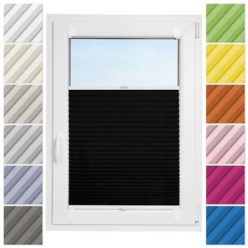 Estika Plissee ohne Bohren zum Kleben - 40cm Brite x 50cm Höhe - Schwarz - Selbstklebende Montage, Modern sichtschutz für Fenster, Jalousien Fenster ohne Bohren Estika Plissee ohne Bohren zum Kleben - 40cm Brite x 50cm Höhe - Schwarz - Selbstklebende Montage, Modern sichtschutz für Fenster, Jalousien Fenster ohne Bohren von Estika