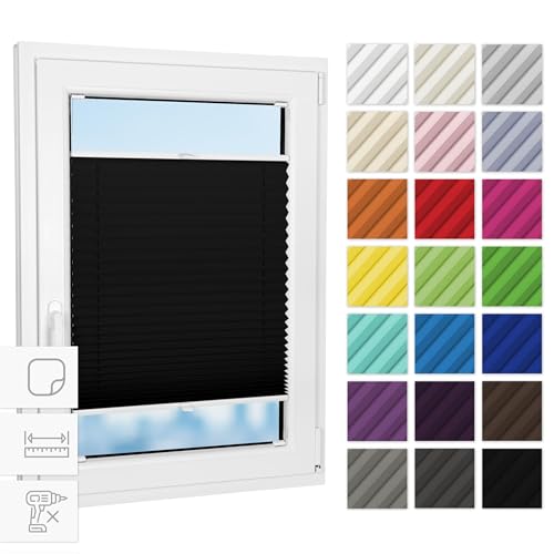 Estika Plissee zum kleben innenrahmen - Schwarz - 60 cm x 120 cm - Plissee ohne Bohren, Plissee kleben, Rollos für Fenster ohne Bohren, Jalousien Fenster für innen, Fenster plissee Estika Plissee zum kleben innenrahmen - Schwarz - 60 cm x 120 cm - Plissee ohne Bohren, Plissee kleben, Rollos für Fenster ohne Bohren, Jalousien Fenster für innen, Fenster plissee von Estika