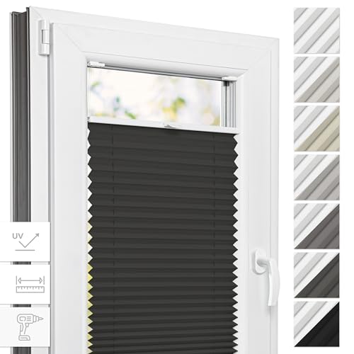 Estika Thermo Plissee mit Bohren - 75 cm x 200 cm - Farbe: Anthrazit - Plissee Blickdicht, Fenster rollos für innen, Plissee Verdunklung, Rollos für Fenster Estika Thermo Plissee mit Bohren - 75 cm x 200 cm - Farbe: Anthrazit - Plissee Blickdicht, Fenster rollos für innen, Plissee Verdunklung, Rollos für Fenster von Estika