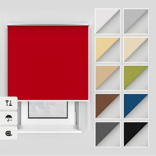 Estika Thermo rollos mit Bohren 140x150 cm Farbe: Rot, Verdunklungsrollo Deckenmontage und Wandmontage, Thermorollo hitzeschutz, Jalousien Fenster von Estika