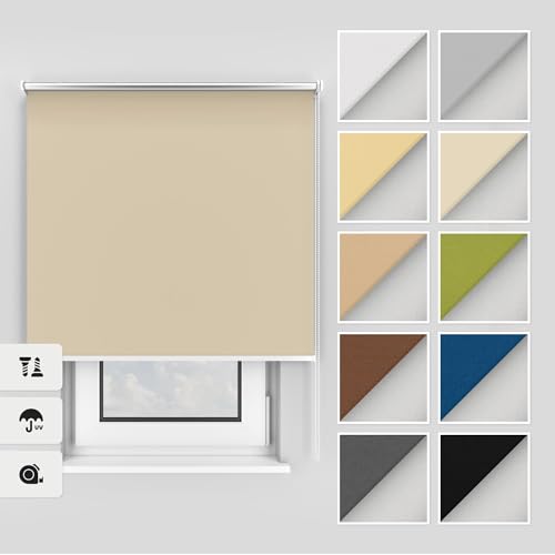Estika Thermo rollos mit Bohren 90x220 cm Farbe: Ecru, Verdunklungsrollo Deckenmontage und Wandmontage, Thermorollo hitzeschutz, Jalousien Fenster Estika Thermo rollos mit Bohren 90x220 cm Farbe: Ecru, Verdunklungsrollo Deckenmontage und Wandmontage, Thermorollo hitzeschutz, Jalousien Fenster von Estika
