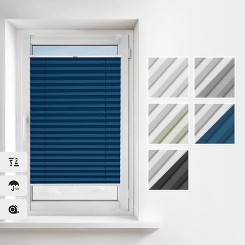 Estika Thermoplissee mit Bohren 90x120 cm Farben: Dunkles Türkis Verdunkelung und plissee zum anschrauben für Fenster in verschiedenen Blickdicht erhältlich mit Montagezubehör von Estika