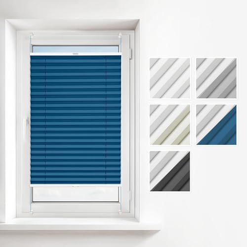 Estika Thermoplissee ohne Bohren 55x200 cm Farben: Dunkles Türkis Verdunkelung und Thermo Plissee klemmfix für Fenster in verschiedenen Blickdicht erhältlich mit Montagezubehör von Estika