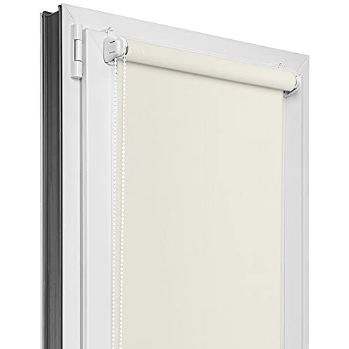 Estika Verdunklungsrollo ohne Bohren - Stoffbreite 60 cm x 120 cm - Ecru - 6 Stoff Farben, Rollos für Fenster ohne Bohren, Klemmfix rollos für Fenster innen von Estika