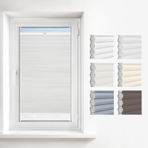 Estika Wabenplissee mit Bohren 40x80 cm Farbe: Weiß Verdunkelung und Thermo Plissee für Fenster in verschiedenen Waben erhältlich mit Montagezubehör von Estika