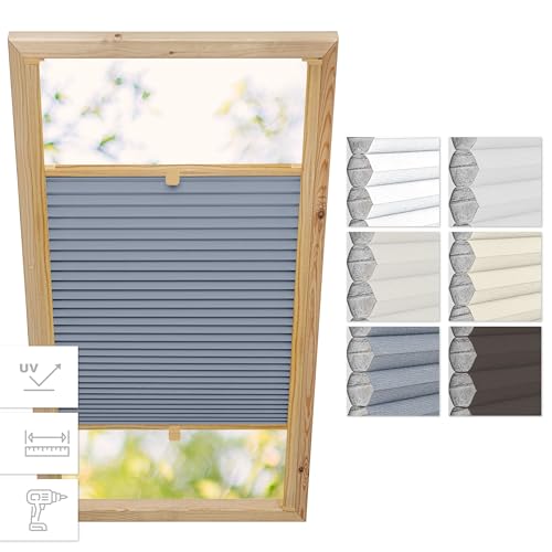 Estika Wabenplissee mit Bohren für Velux Fenster - F06 - Stoff: Grau-Weiß, Profil: Kiefer Farbe - Dachfenster plissee, Fensterrollo innen, Fenster plissee, Dachfenster Rollo Estika Wabenplissee mit Bohren für Velux Fenster - F06 - Stoff: Grau-Weiß, Profil: Kiefer Farbe - Dachfenster plissee, Fensterrollo innen, Fenster plissee, Dachfenster Rollo von Estika