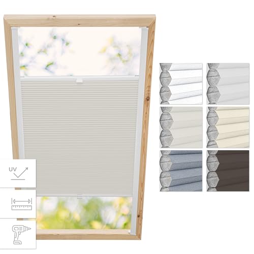 Estika Wabenplissee mit Bohren für Velux Fenster - MK10 - Stoff: Elfenbein-Weiß, Profil: Weiß - Dachfenster plissee, Fensterrollo innen, Fenster plissee, Dachfenster Rollo Estika Wabenplissee mit Bohren für Velux Fenster - MK10 - Stoff: Elfenbein-Weiß, Profil: Weiß - Dachfenster plissee, Fensterrollo innen, Fenster plissee, Dachfenster Rollo von Estika