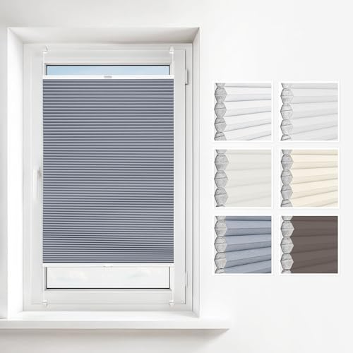 Estika Wabenplissee ohne Bohren 130x150 cm Farbe: Grau Verdunkelung und Thermo Plissee für Fenster in verschiedenen Waben erhältlich mit Montagezubehör von Estika