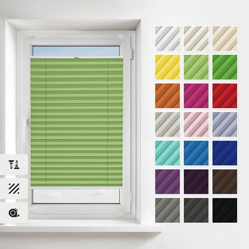 Estika plissee mit Bohren 50x100 cm Farben: Pistazien Verdunkelung und plissee zum anschrauben für Fenster, in verschiedenen Blickdicht erhältlich mit Montagezubehör von Estika