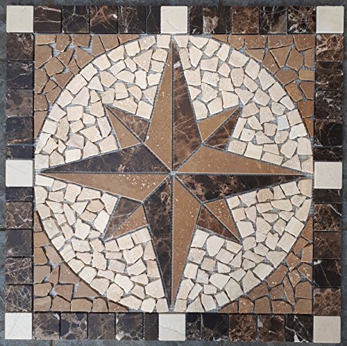 Antikmarmor Rosone 60x60 cm Windrose Mosaik Einleger Emperador Dark 073 Antikmarmor Rosone 60x60 cm Windrose Mosaik Einleger Emperador Dark 073 von Estile Mosaico