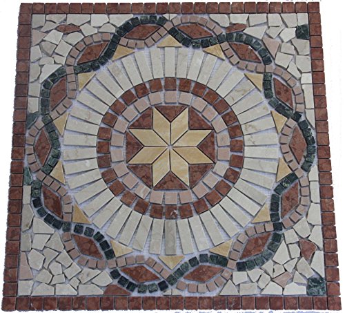 Antikmarmor Rosone 60x60 cm Windrose Mosaik Einleger Naturstein Fliesen Rosso Verona 015 von Estile Mosaico
