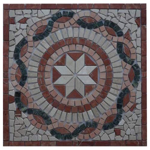 Antikmarmor Rosone 66x66 Windrose Mosaik Fliesen Naturstein Rosso Verona 26015 von Estile Mosaico