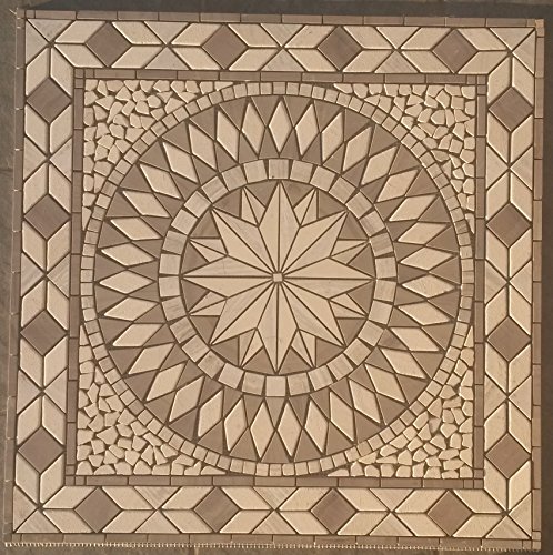 Antikmarmor Rosone 67x67 cm Windrose Mosaik Einleger Fliesen Grau Beige Marmor 056 von Estile Mosaico
