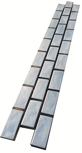 Edelstahl Bordüre Poliert Metall 8 mm Glänzend Silber Mosaik Borde Fliesen B911 von Estile Mosaico