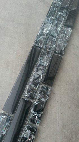 Glasmosaik Bordüre Schwarz Crush Crystal Glänzend 5x30 gebrochen Fliese B530 von Estile Mosaico