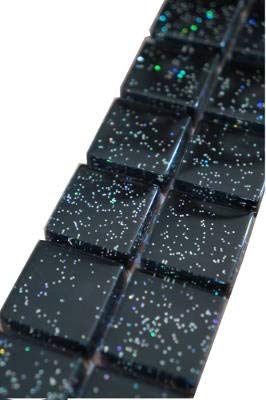 Glasmosaik Bordüre Schwarz mit Glitzer Effekt Glänzend 5 x 30 cm Fliese B522 von Estile Mosaico
