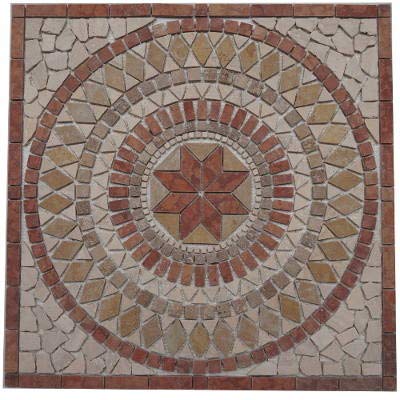 Marmor Rosone 30x30 Windrose Mosaik Einleger Naturstein Fliesen Rosso Verona 062 von Estile Mosaico
