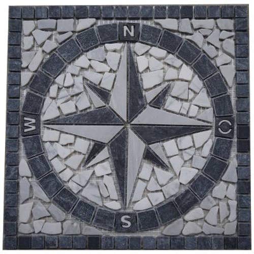 Marmor Rosone 30x30 cm Kompass Windrose Naturstein Mosaik Einleger Fliesen 025 von Estile Mosaico