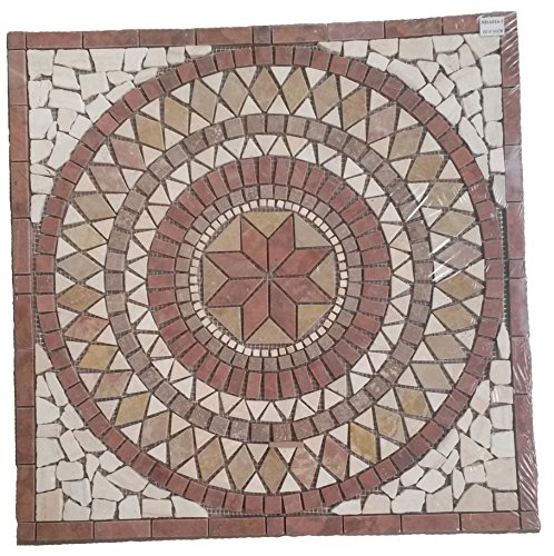 Marmor Rosone 60x60 Windrose Mosaik Einleger Naturstein Fliesen Rosso Verona 024 von Estile Mosaico