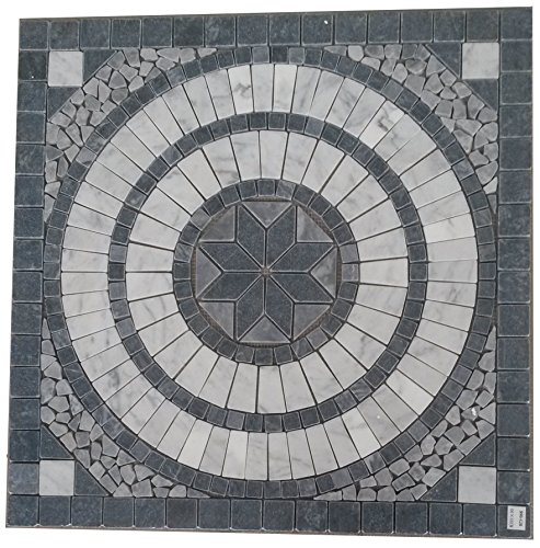Marmor Rosone 66x66 cm Grau/Creme Naturstein Mosaik Einleger 044 von Estile Mosaico