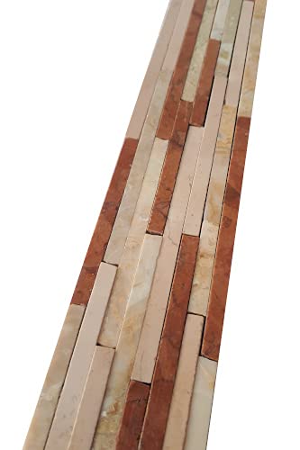 Mosaik Bordüre Borde Rot Naturstein 30x4 cm Sockelleiste Fliesen Rosa Feine Stäbchen B508 von Estile Mosaico