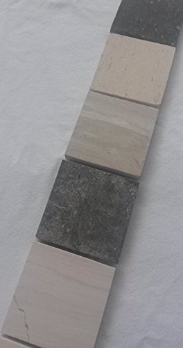 Mosaik Bordüre Marmor 4,8x30 Naturstein Fliesen Grau Creme Beige B043 von Estile Mosaico