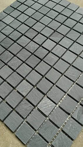 Mosaikfliesen Schiefer Anthrazit 30x30 cm matt Naturstein Fliesen Matte Schwarz M039 von Estile Mosaico